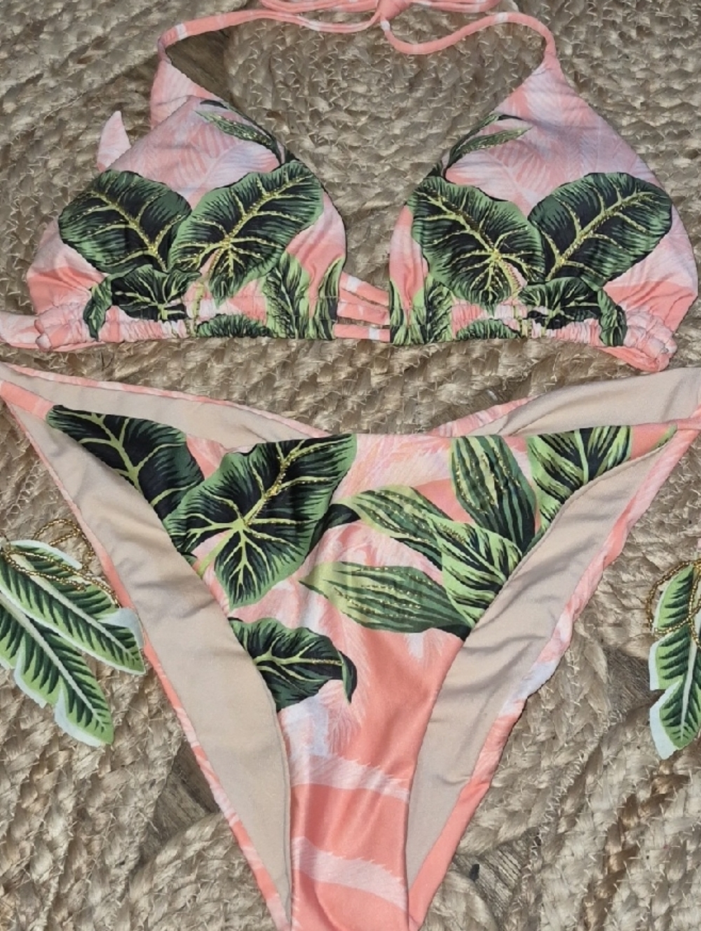 Cosita Linda Tropical Leaf Print Bikini Set